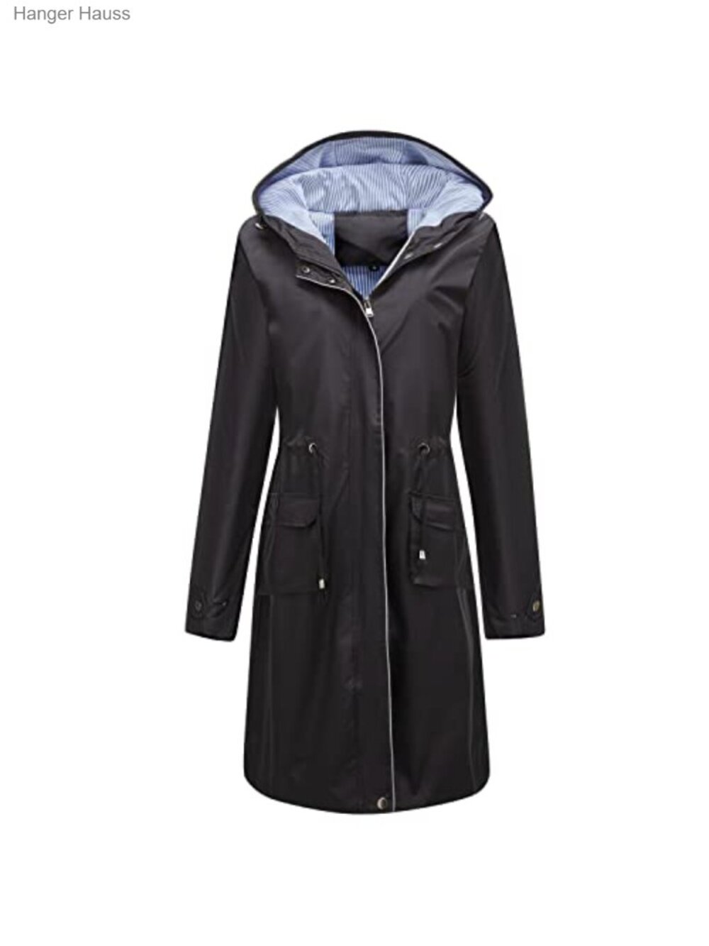 Homgro Women's Hooded Rain Jacket Long Waterproof Anorak Midi Windbreaker Full